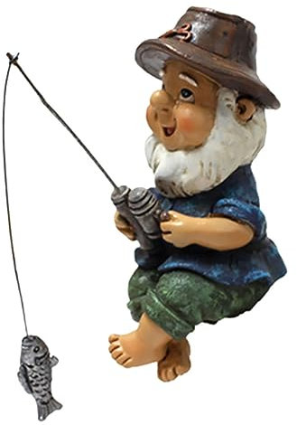 Happyyami Statue De Nain De Jardin Résine Décorative Ornement De Pêcheur pour Paysage De Bassin Décoration Extérieure Unique pour Jardin Et Cour