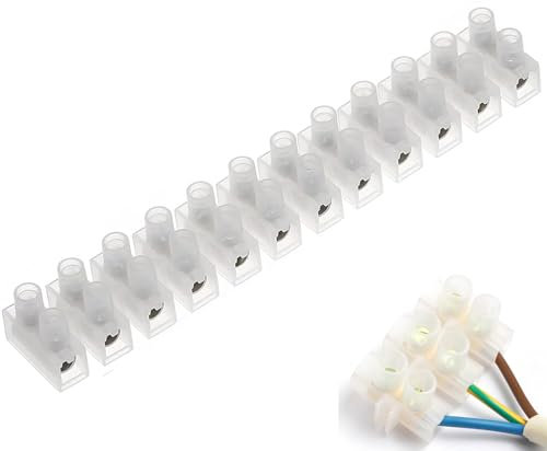 2 Stück 3A Transparent Lüsterklemmen, 12 Polige Schraubklemme, Zweireihig, Lüsterklemme 3 Ampere, Drahtklemme Für Stromkabel, Wago Klemmen 2 Polig