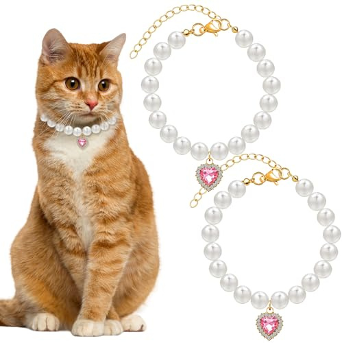 HINGTAI Katt pärlhalsband med hjärta hänge