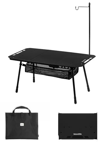Naturehike Tavolo da campeggio con 3 scomparti pieghevoli, robusto tavolo tattico per casa, cucina, picnic ed esterni, pieghevole, ideale per campeggio e uso quotidiano