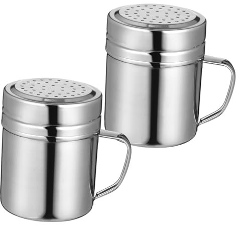 TOPPERFUN 2Pezzi Contenitori per Acciaio Inossidabile con Maniglia Shaker per Condimenti Portacondimenti Lavabile Lavastoviglie e Ristoranti