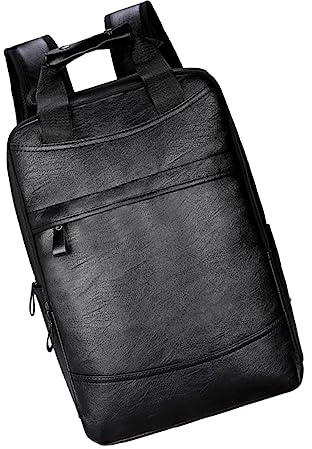 DIYEAH Bolso De Espalda Para Ordenador Portátil Con Alta Capacidad Mochila Casual De Pu Cuero Resistente Para Hombre y Estudiante Satchel De Viaje Multifunción Negro