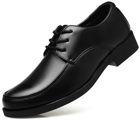 Zapatos de Vestir for Hombre, con Cordones, Punta Redonda, de Piel Vegana, Puntera de Delantal, Suela de Goma, tacón de Bloque, Antideslizantes, for Fiesta(40 EU)