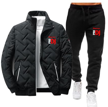 Jogging Homme Ensemble PRO DJ, Ensemble Sport Jogging, Pantalon Combinaison de Sport, Tenue(Black,3XL)