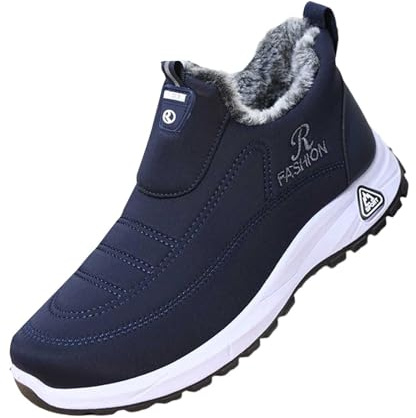 Generisch Baskets d'hiver à enfiler - Doublure en polaire chaude - Chaussures de loisirs confortables - Semelle souple antidérapante - Chaussures de randonnée légères, bleu, 38 EU