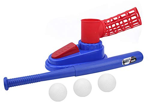 HUSHUI Juguete de Lanzamiento de Béisbol para Niños, Lanzador de Béisbol Duradero, Práctica de Habilidades de Golpe, el Juego Incluye Bate y Pelotas, Adecuado para Edades de 3 Años en Adelante