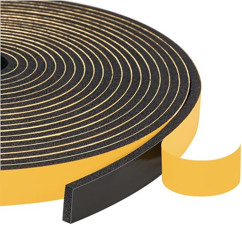 Yotache Foam Weather Stripping Seal Tape 3 Rolls 1/2 W X 1/8 T for Doors and Windows Gasket Insulation Soundproofing, 50 Ft Length (3 X 16.5 Ft Each)
