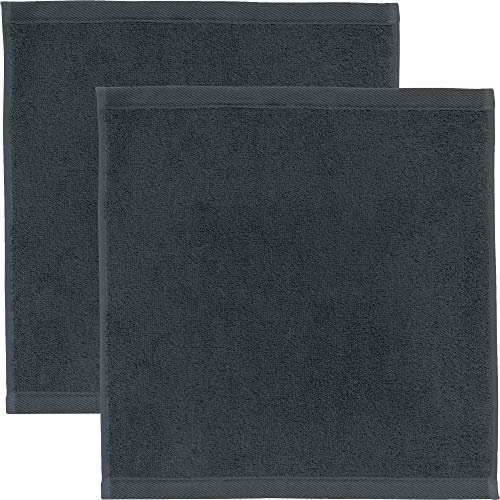 Erwin Müller Seiftuch 2er-Pack, Serie Heidenheim 100% Baumwolle -anthrazit Größe 30x30 cm - schnell trocknend und extra saugstark, kuschelweich, voluminöse Spitzenqualität
