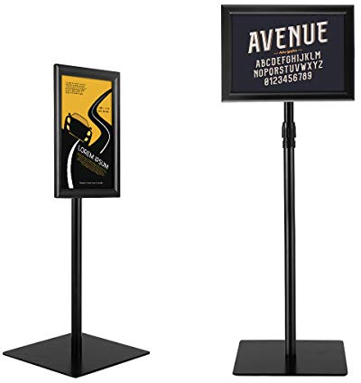 COSTWAY A3/A4 Poster Stand, Angle & Height Adjustable Sign Holder with Square Steel Base, Snap Frame Menu Advertisement Rack Floor Display Stands for Show Business Wedding (Black, A4)