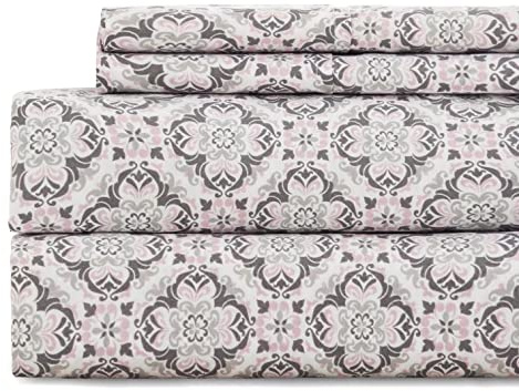 KACEMOO Juego de sábanas tamaño King, 4 Piezas, Estampado Floral, Color Beige, Bohemias, refrescantes, con Bolsillo Profundo, de Microfibra, lujosas, Suaves, Transpirables, hipoalergénicas, sin
