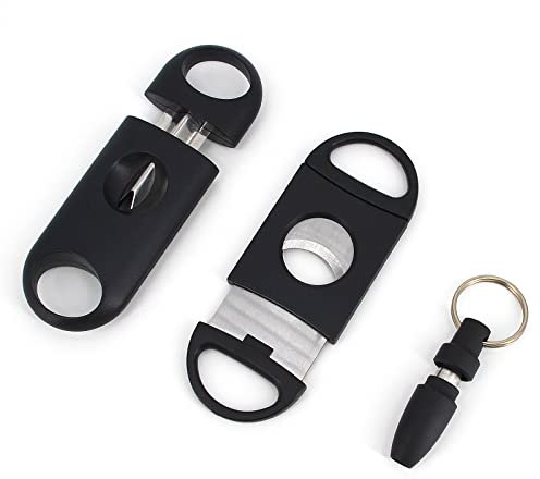 Cigar Cutter Combo Include Cigar Cutter, V Type Cigar Cutter and Cigar Punch Stainless Steel Material Double Blade Cigar Cutter