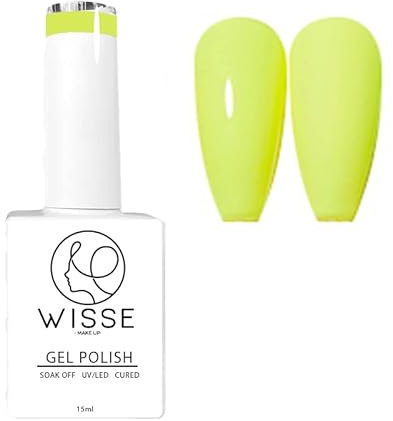 Wisse Make up Gel Nail Polish, UV/LED Soak-Off Nail Art Manicure Pedicure for Professional, Salon & Home Use - Long Lasting & Easy to Apply, 30 Colours - Neon Yellow