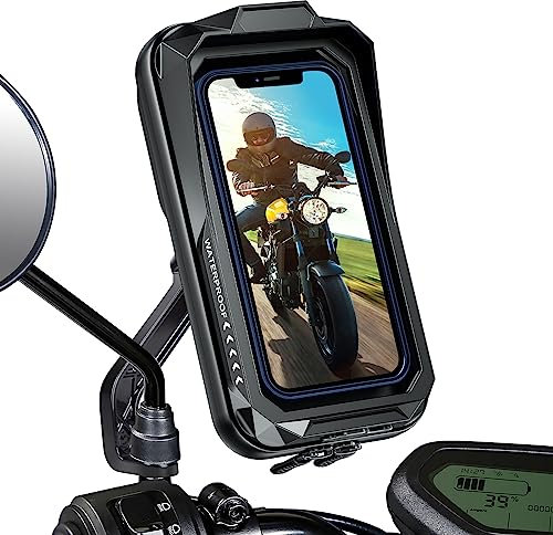 BTNEEU Handyhalterung Motorrad Wasserdicht Universal Anti-Shake Motorrad Telefonhalterung mit Touchscreen Sonnenblende 360° Drehbar Halterung Metall für Smartphone bis zu 7,0