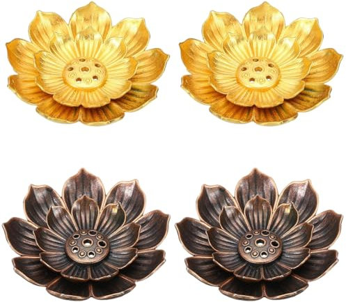 EIHI 4 Pezzi Porta Bastoncini di Incenso Loto, Porta incenso, Bruciatore incenso, Porta incenso per bastoncini, Brucia incenso, Porta bastoncini incenso, Raccoglitori di Cenere