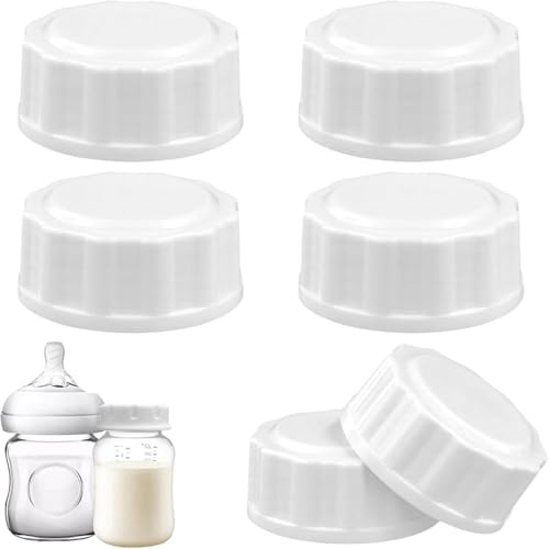 6pcs Travel Bottle Caps for Philips Avent, Baby Bottle Caps Bottle Lids Replacement Baby Bottle Lids Compatible with Avent Wide-Mouth Bottles(White)