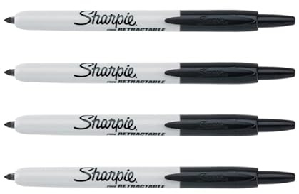 Sharpie oryginal Retractable Permanent Markers (packed ina a plastic bag)| Fine Point | Black | 4 Count