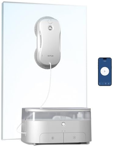 JSDROBOT S9PRO Fensterputzroboter, Tragbarer Fensterputzroboter Intelligente Reinigungspfadplanung Handähnliche Rotierende Fensterreinigung Bilateraler Wasserspray Kantenerkennungstechnologie