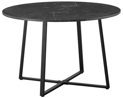 DUBI Möbel Esstisch NOA, Rund 110x110 cm Esszimmertisch Küchentisch Holztisch für Küche, Esszimmer, Industrial modern Design, Marmor Optik, 11216-US-MSCH