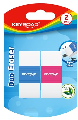 Keyroad Suddgummi för barn, ergonomiskt, tvåfärger, 2 stycken suddgummi roligt, blister Erasers för barn, färgblandning