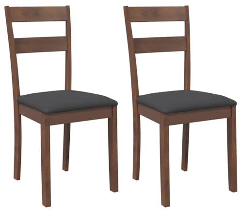 Frdhee Silla de comedor sillas de salón,Sillas de comedor con cojín 2 piezas marrón madera maciza árbol de caucho,silla de visitante para comedor,sala de estar,dormitorio y recepción