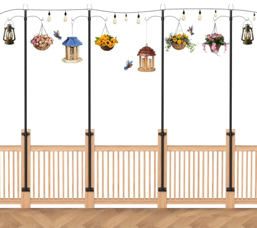 4 Pack String Light Poles, 9FT Outdoor Light Poles with Shepherd Hooks