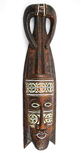 Maschera africano in legno 50 cm motivi colorati. decorativo da parete etnica.