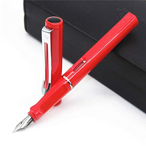 Fountain Pen POWERTOOL Fountain Pen Lightweight Series 0.5 Nib 11 Colours Black Ink for Kids Business Kids Business and Writing (Red)