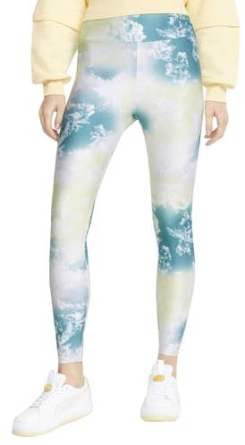 PUMA Women's Crystal Galaxy All Over Print High Waist Leggings, Porcelain, XL