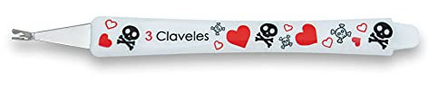 3 Claveles - Coupe-cuticules/Pince à Cuticules et Repousse a Cuticule/Accesoire Ongles Collection Skull Lover/Enlève Cuticules en Acier Inoxydable 11 cm/Matériel Onglerie Professionnel