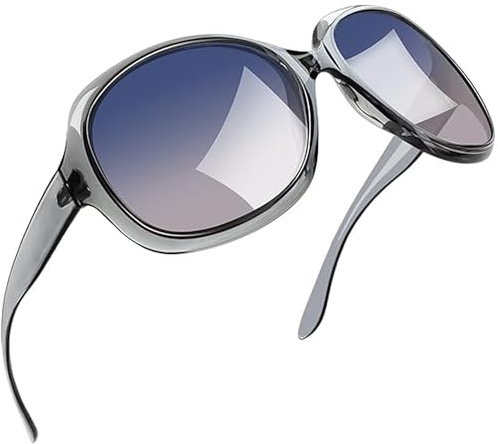Joopin Occhiali da Sole Donna Polarizzati Vintage Oversize UV400 Protezione Grandi Quadrati Occhiali da Sole (Sfumate Blu Grigio)
