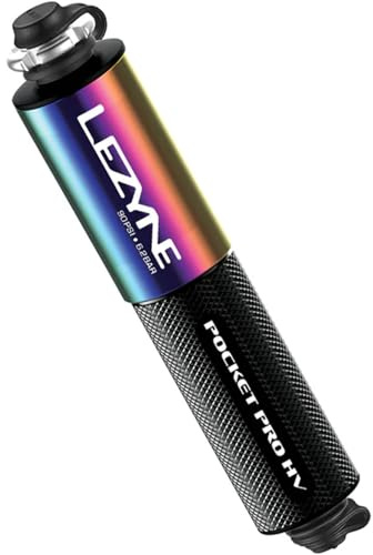 LEZYNE Pocket Drive Pro HV Hand Pump, 90 PSI, CNC Aluminum, Presta & Schrader, Bike Tire Pump with Frame Mount