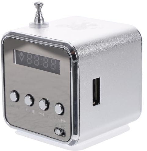 ULTECHNOVO Kofferradio Td-V26 Mini Drahtloser Musikplayer Stereolautsprecher Mp3 Mp4 Musikplayer für Computer Handy Unterstützung für Micro-SD/ - /U-Disk, Silber Zimmer Radio Miniradio