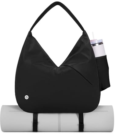 Ceneda Large Gym Bag for Women Sports Duffel Bag with Hidden Yoga Mat Holder & Shoe Compartment Workout Dance Tote Bag with Wet Pocket Overnight Weekender Bag (Black)