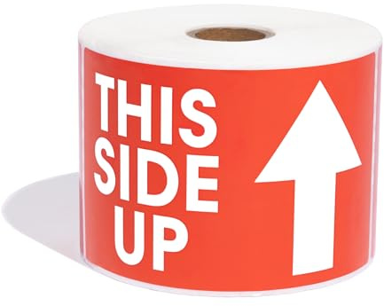 Aegis Adhesives - 3 X 5 This Side Up Stickers (1 Roll, 500/Roll) Shipping and Handling Warning Labels with Permanent Adhesive