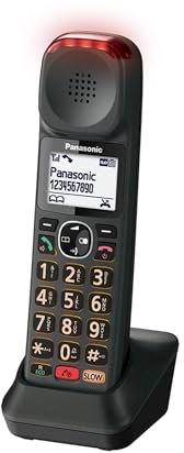 Panasonic KX-TGMA45 Telefono Cordless Digitale con Ricevitore Aggiuntivo (Non autonomo) e Base di Ricarica, LCD, Volume Alto, Modalità di Conversazione Lenta, Controllo Tono, Nero Metallizzato