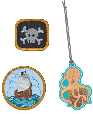 LÄSSIG Anhänger und Patches Set (3 Stk.) mit Druckknopf/School Patches Set Pirates