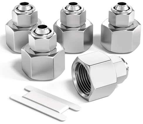 Bwintech 5 pezzi 6 mm tubo OD x 3/8” filettatura femmina BSP dritto spingere per collegare tubo dado di bloccaggio raccordo pneumatico, KPCF6-03 adattatore linea aria veloce