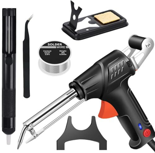 Innenbeheizte industrielle Laserschweißwerkzeuge, Multifunktions-Lötkolben-Lötpistolen-Set, Handlöt-Heißluftpistole, tragbare manuelle Lötpistolen, Automatische kabelgebundene Lötmaschinen (Schwarz)