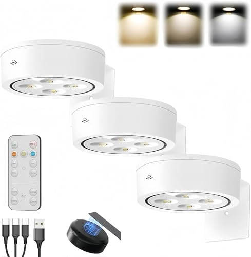 Generico Luce per Quadri Senza Fili con Telecomando, Faretti LED Ricaricabili USB per Quadri Lampada Applique Quadro Luci da Parete Interno a Batteria Luce Muro per Esposizione Pittura Vetrina