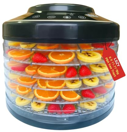 LSZY Food Dehydrators,6 Trays Mushroom Dehydrator with 24H Timer, 600W 158°F Fruit Dryer Dehydrator for Jerky, Herbs, Meat, Fruit,Dog Treats, Food Dehydrator Machine (Black)