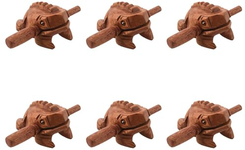ISTOVO 6X Carved Croaking Wood Percussion Musical Sound Wood Frog Tone Block Toy