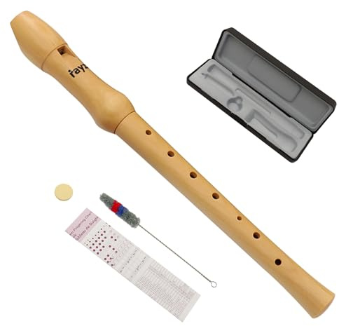 rayzm Sopraninspelare i trä, solid lönn tysk fingersättning (C-nyckel, 8-hål) avtagbar 2-delat träblåsinstrument för nybörjare och musikstudenter