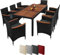 Montafox Sitzgruppe 8 Personen Poly Rattan Sitzgarnitur Akazienholz Tisch 190 x 90cm Sitzkissen 6 cm Terrasse Garten Essgruppe Schwarz Gartenmöbel Set, Farbe:Nachtschwärmergrau