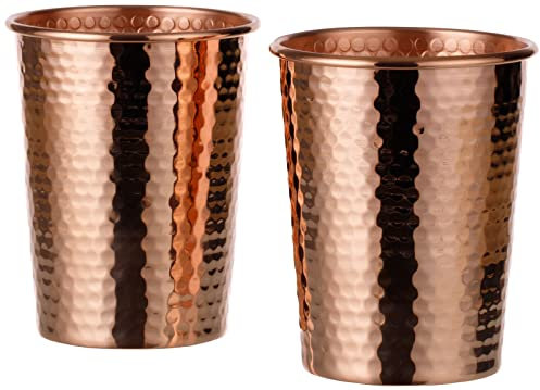DEMMEX Lot de 2 gobelets en cuivre pur de 1 mm d'épaisseur, non doublés, non revêtu, en cuivre martelé, faits à la main, grand format de 532 ml