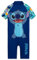 Disney Badeanzug Mädchen, Neoprenanzug Kurze Ärmel, Kurze Hose & Reißverschluss - Mädchen Geschenke (Dunkelblau Stitch, 7-8 Jahre)