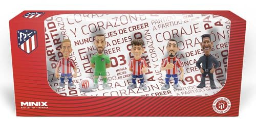 MINIX - Atletico de Madrid - Confezione da 5 - Statuette in PVC 7 cm - (Simeone, Oblak, Koke, Griezmann, Llorente)