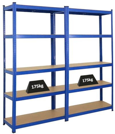 PROREGAL Mega Deal 2X Schwerlastregal Ragnar HxBxT 180x90x40cm mit Fachlast 175kg Blau Garagenregal Kellerregal Werkstattregal Lagerregal Steckregal