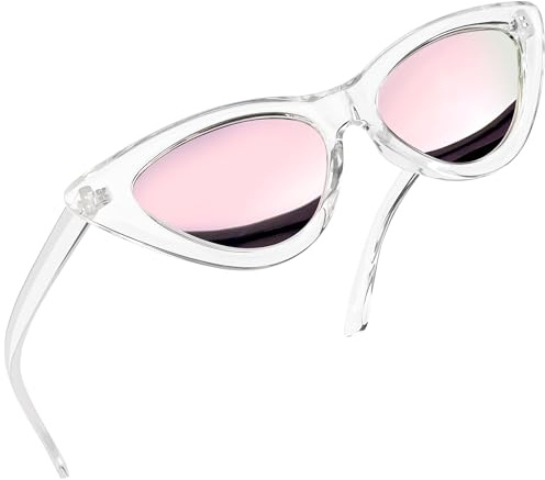 Joopin Occhiali da Sole Occhi di Gatto Donna Polarizzati Protezione UV400 Retro Vintage Triangolari Farfalla Punta Cat Eye Occhiali Donna da Sole (Specchio Rosa)