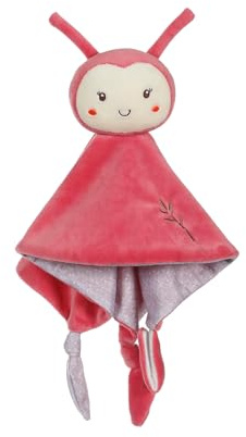Gipsy Toys – Peluche Carre Doudou Coccinelle – Gamme Bamboo – Tout Doux - 1ER ÂGE – IDEE Cadeau Naissance Bebe – Fille ET Garcon – 13 CM – Rose Beige ET Gris