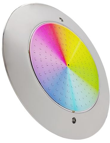 LED ATOMANT Foco de Piscina LED 12W RGB Impermeable IP68 Sumergible, Ø25cm, Acero Inoxidable, Montaje en Superficie